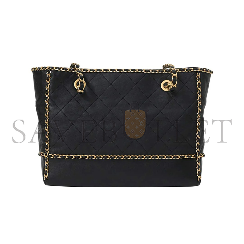 Ch**el black matelassÉ calfskin chained shopping tote as2739 (36*30*11cm)